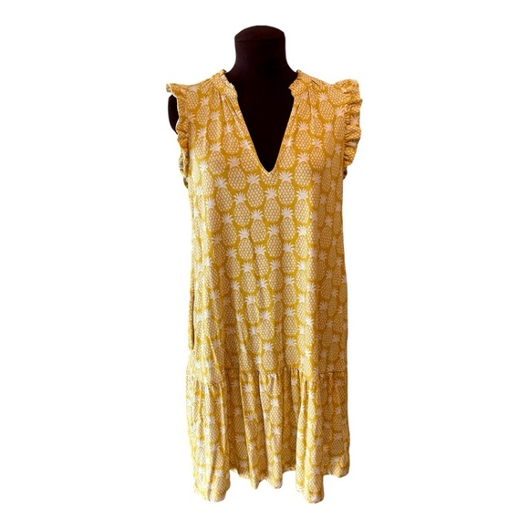 Boden Daisy Jersey Short Tier Dress, Ceylon Yellow Pineapple Geo Design size 6 - Picture 6 of 12